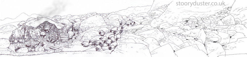 Illegal Scottish Highland still drawn with biro pen.